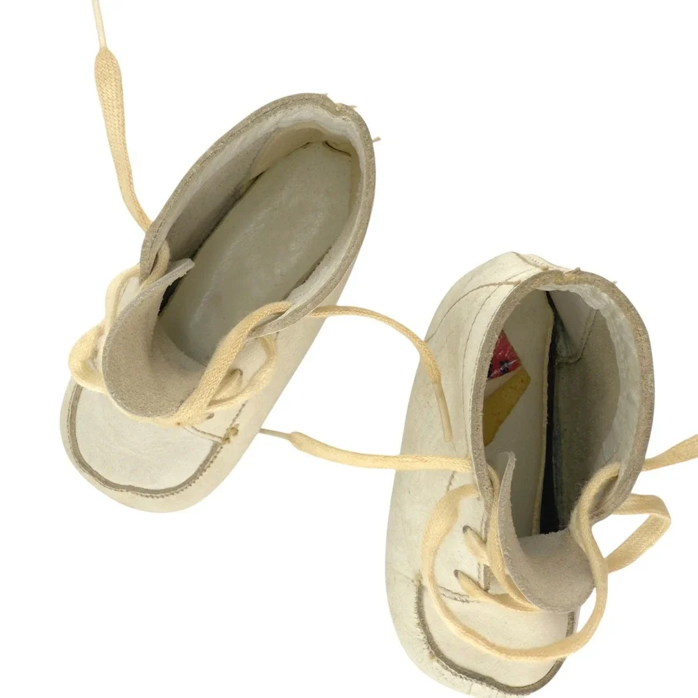 Vintage‎ 1960 Wee Walker Baby Shoes White Leather High Tops Box Pamphlet Sz 1